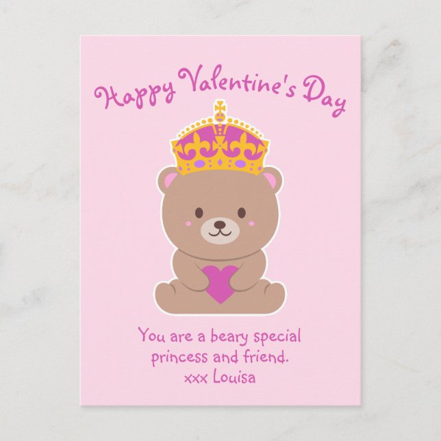 Cute Kawaii Pink Royal Beary Special Princess  Postcard (Front)