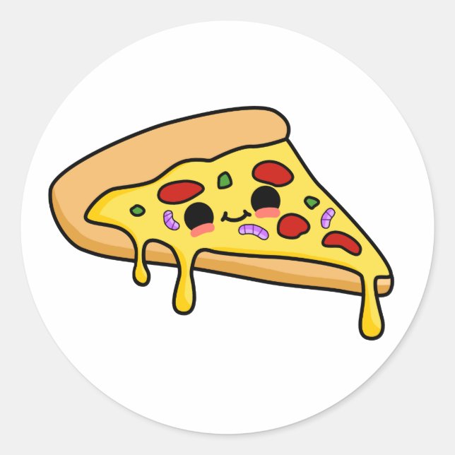 Cute Kawaii Pizza Slice Classic Round Sticker (Front)