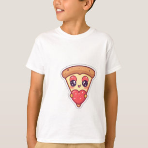 Cute Kawaii Pizza Slice Holding a Heart T-Shirt