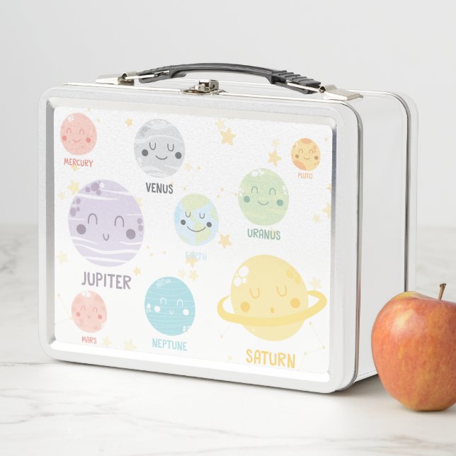 Cute Kawaii Planetary Solar System Astronomy Metal Lunch Box (In Situ)