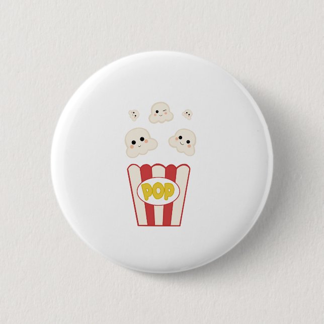 Cute Kawaii Popcorn 2 Inch Round Button (Front)