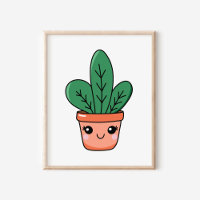 Cute Kawaii Potted Snake Plant Art