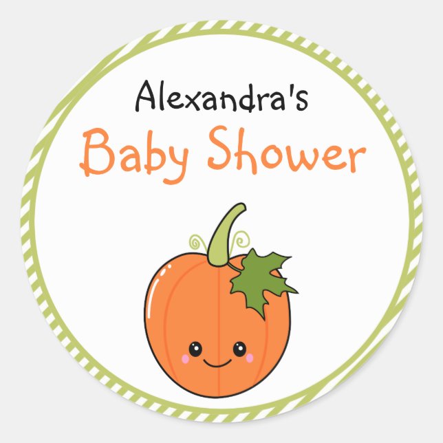 Cute Kawaii Pumpkin Baby Shower Classic Round Sticker (Front)