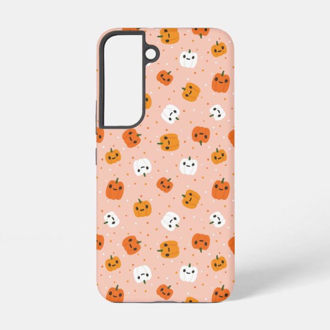 Cute Kawaii Pumpkin Faces Pattern Samsung Galaxy S22 Case (Back)