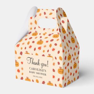 Cute Kawaii Pumpkin Fall Autumn Leaves Baby Shower Favor Box
