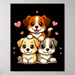 Cute kawaii puppies neko funny dog lover gift wome poster