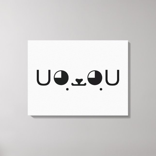 Cute Kawaii Puppy Dog Japanese Kaomoji Emoticon Canvas Print (Front)