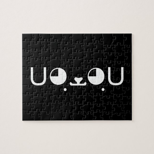 Cute Kawaii Puppy Dog Japanese Kaomoji Emoticon Jigsaw Puzzle (Horizontal)