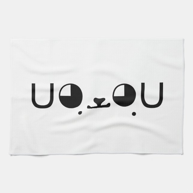 Cute Kawaii Puppy Dog Japanese Kaomoji Emoticon Kitchen Towel (Horizontal)