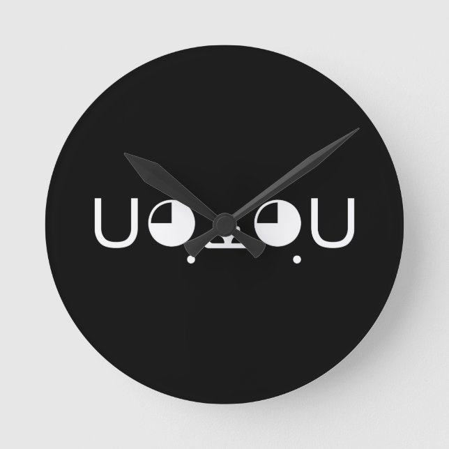 Cute Kawaii Puppy Dog Japanese Kaomoji Emoticon Round Clock (Front)
