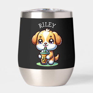 Cute Kawaii Puppy Dog with Bubble Tea Personalized