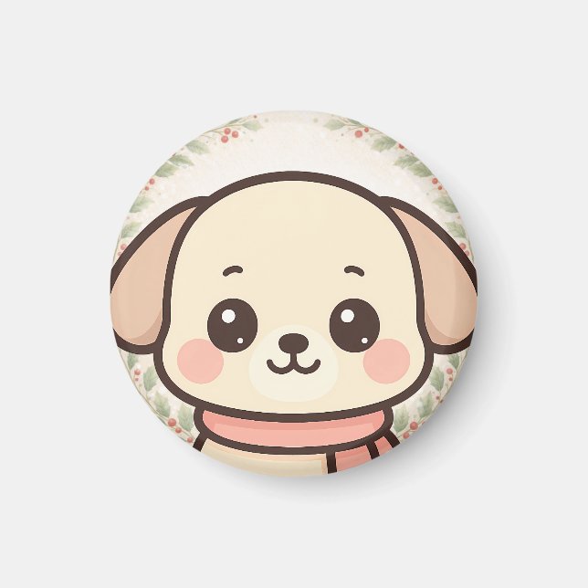 Cute Kawaii Puppy Face Magnet  (Front)