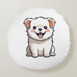 Cute Kawaii Puppy Vinyl Sticker - Adorable Cartoon Round Pillow