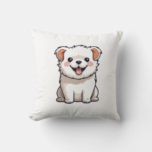 Cute Kawaii Puppy Vinyl Sticker - Adorable Cartoon Throw Pillow