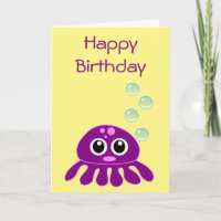 Cute Kawaii Purple Jellyfish Happy Birthday