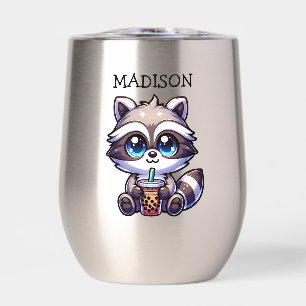 Cute Kawaii Raccoon avec thé bulle Personnalisé