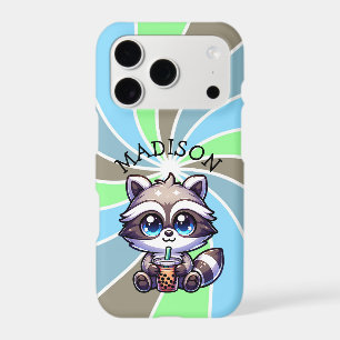 Cute Kawaii Raccoon with Bubble Tea Personalized