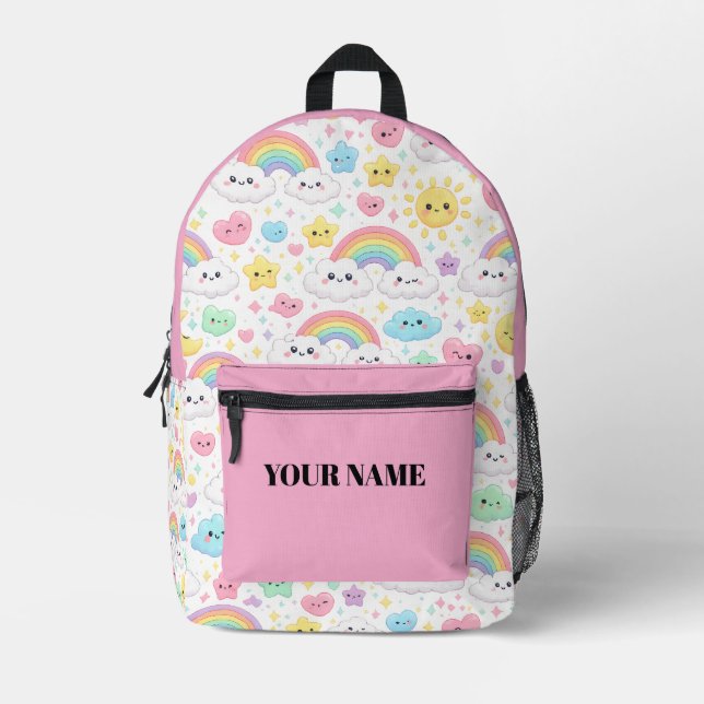 Cute Kawaii Rainbow Backpack | Personalized Bag (Front)