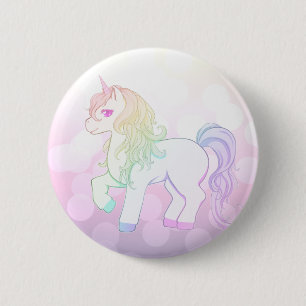 Cute kawaii rainbow coloured unicorn pony 2 inch round button