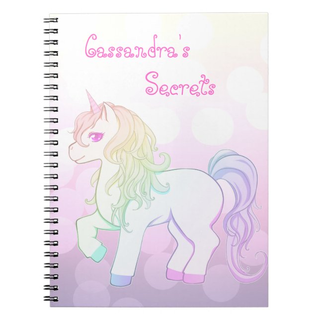Cute kawaii rainbow coloured unicorn pony notebook (Front)