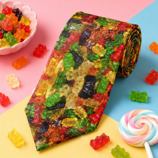 cute kawaii rainbow colourful candy bear gummy tie
