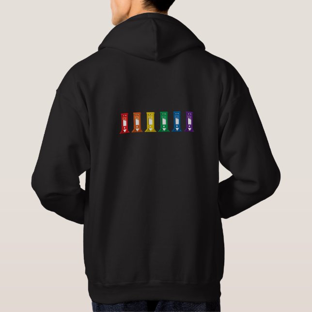 Cute Kawaii Rainbow Guillotine Pride Black Hoodie (Back)