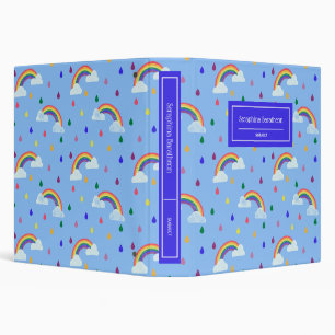 Cute Kawaii Rainbow Rain Sky Personalized Binder