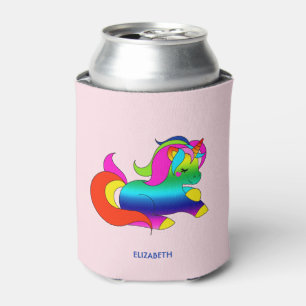 Cute Kawaii Rainbow Unicorn Cartoon Style Can Cooler
