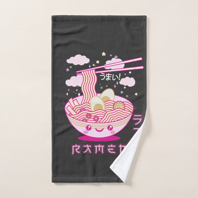 Cute Kawaii Ramen Anime Noodles Ramen Girls, Teens Hand Towel (Hand Towel)