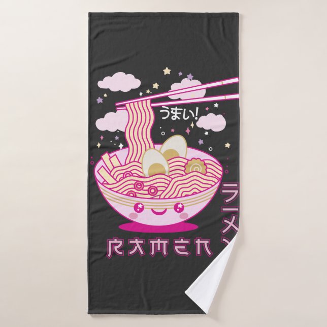 Cute Kawaii Ramen Anime nouilles Ramen Filles, Ado (Serviette de bain)