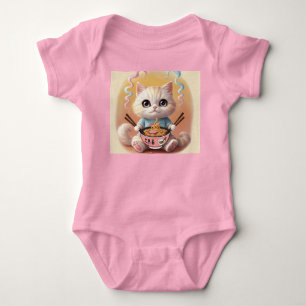 Cute Kawaii Ramen Cat Baby Bodysuit – Adorable Noo
