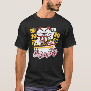 Cute Kawaii Ramen Cats Japanese Anime Cartoon T-Shirt