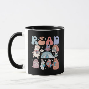 Cute Kawaii Reading Animals Pastel Retro READ Mug