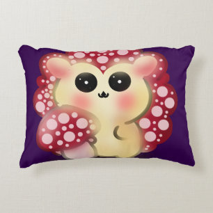 Cute Kawaii Red Mushroom Hedgehog Toadstool Art Accent Pillow