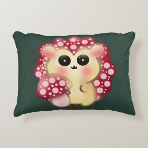 Cute Kawaii Red Mushroom Hedgehog Toadstool Art Accent Pillow