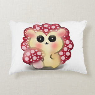 Cute Kawaii Red Mushroom Hedgehog Toadstool Art Accent Pillow