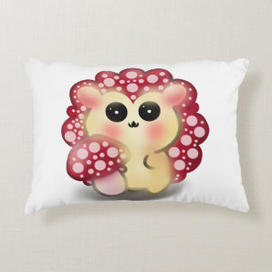 Cute Kawaii Red Mushroom Hedgehog Toadstool Art Accent Pillow