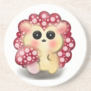 Cute Kawaii Red Mushroom Hedgehog Toadstool Art Coaster