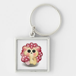 Cute Kawaii Red Mushroom Hedgehog Toadstool Art Keychain