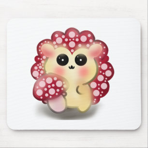 Cute Kawaii Red Mushroom Hedgehog Toadstool Art Mouse Pad