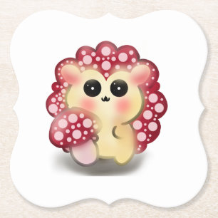 Cute Kawaii Red Mushroom Hedgehog Toadstool Art Paper Coaster