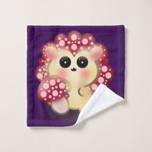 Cute Kawaii Red Mushroom Hedgehog Toadstool Art Wash Cloth
