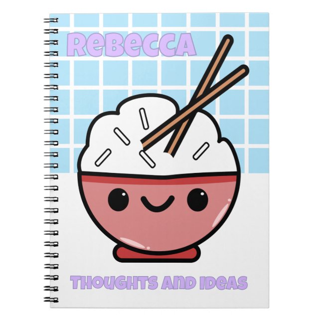 Cute Kawaii Rice Bowl – Personalized  Notebook (Front)