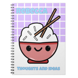 Cute Kawaii Rice Bowl – Personalized  Notebook