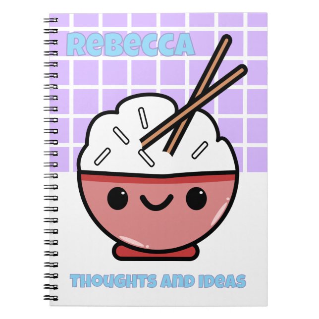 Cute Kawaii Rice Bowl – Personalized  Notebook (Front)