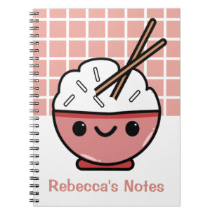 Cute Kawaii Rice Bowl – Personalized  Notebook