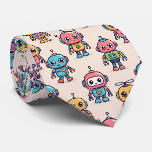 Cute Kawaii Robot Pattern Tie