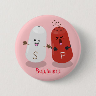 Cute kawaii salt and pepper shakers cartoon 2 inch round button