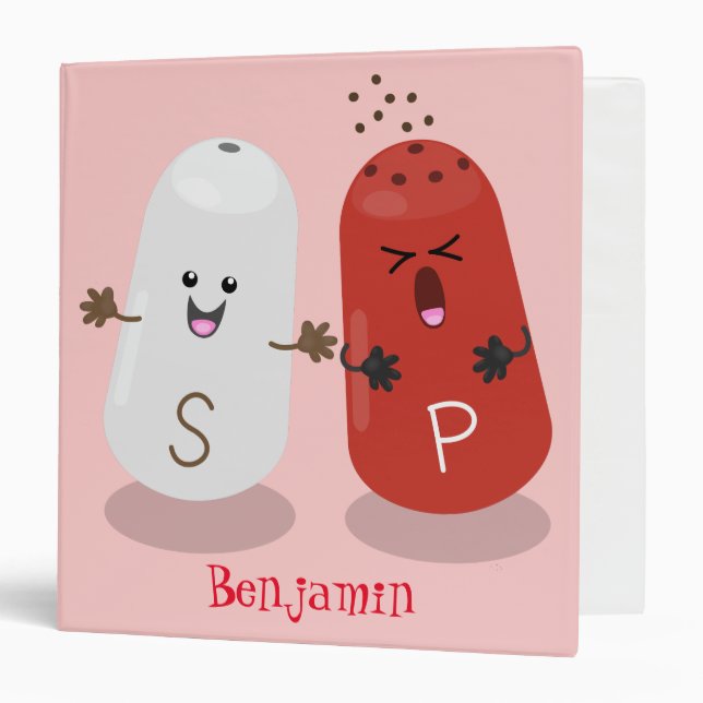 Cute kawaii salt and pepper shakers cartoon binder (Front/Inside)
