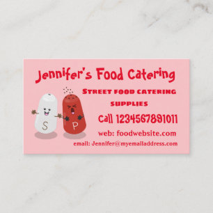 Cute kawaii salt and pepper shakers cartoon business card
